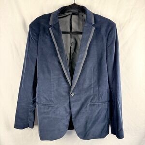 Theory Men's Dark Bue Velvet‎ Single Button Blazer Size 40 Tuxedo Formal Preppy